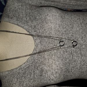 Silver tone double chain necklace 28"